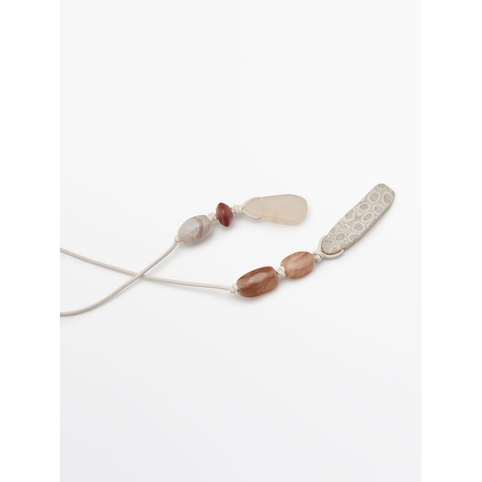 Misplaced-style leather cord belt with stones цвет: Жемчужно-серый