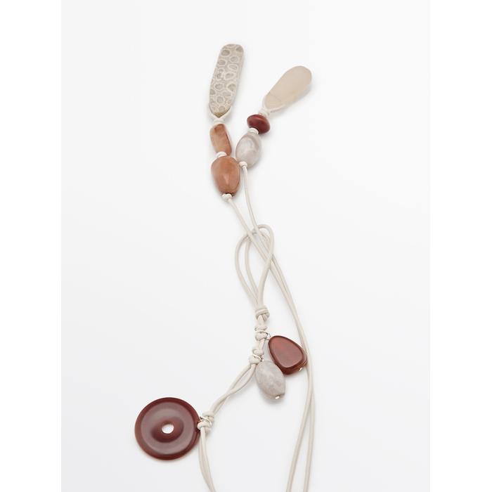 Misplaced-style leather cord belt with stones цвет: Жемчужно-серый