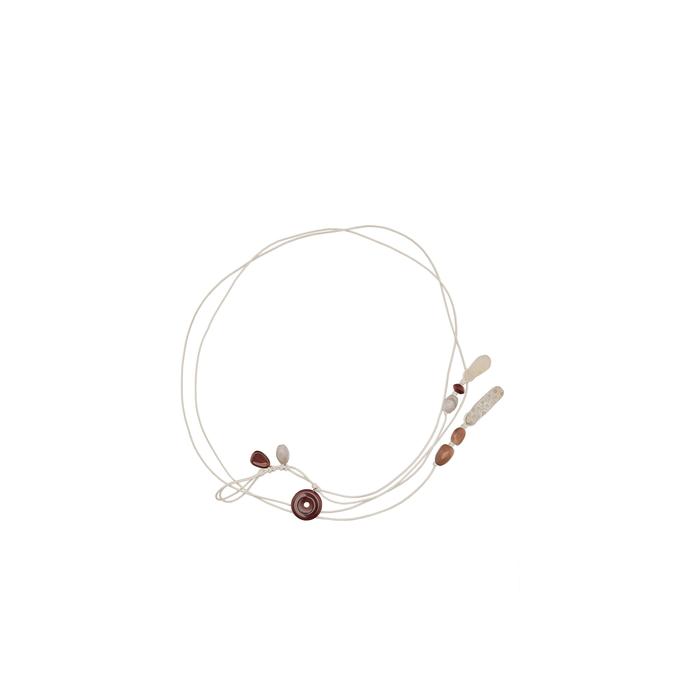 Misplaced-style leather cord belt with stones цвет: Жемчужно-серый