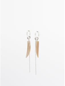 Hoop earrings with stone цвет: Цвет кости