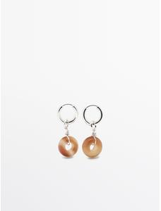 Hoop earrings with stone цвет: Горчично-желтый