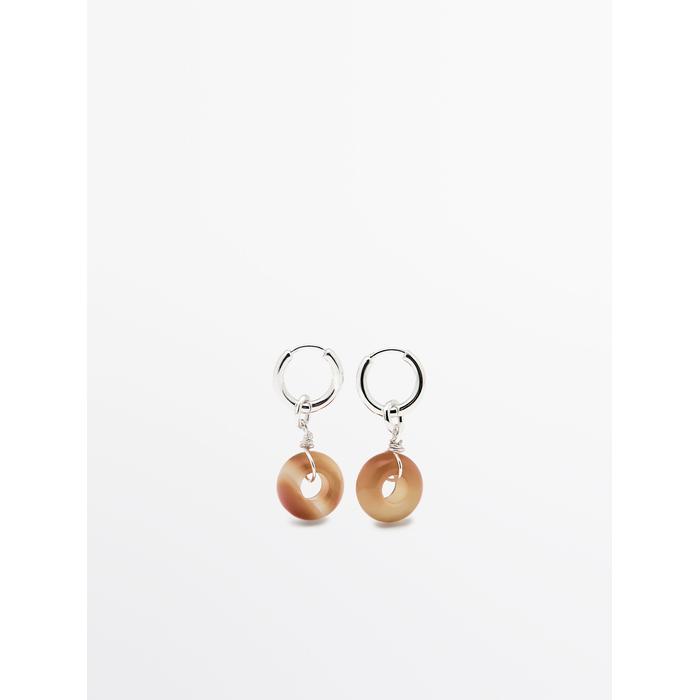 Hoop earrings with stone цвет: Горчично-желтый