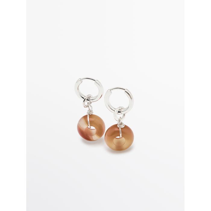 Hoop earrings with stone цвет: Горчично-желтый