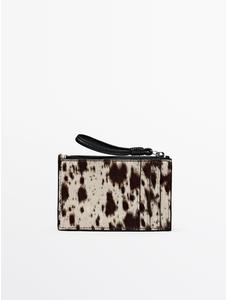 Small animal print leather wallet цвет: Белый