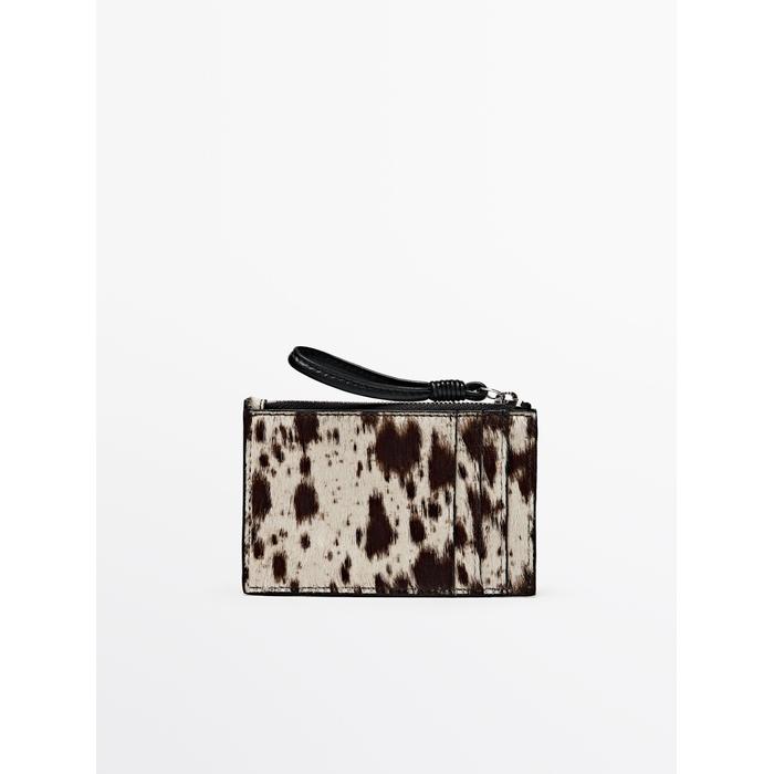 Small animal print leather wallet цвет: Белый