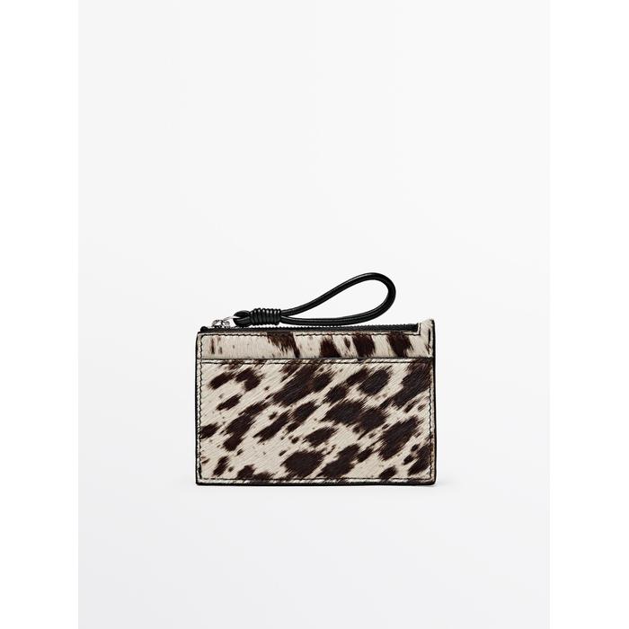 Small animal print leather wallet цвет: Белый