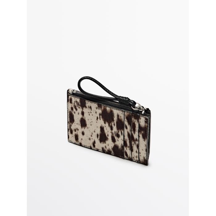 Small animal print leather wallet цвет: Белый