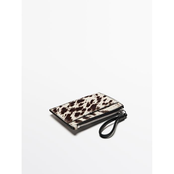 Small animal print leather wallet цвет: Белый