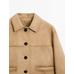 Short suede leather jacket with stitching цвет: Песочный