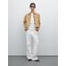 Short suede leather jacket with stitching цвет: Песочный