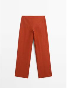 Linen trousers with darts detail цвет: Терракотовый