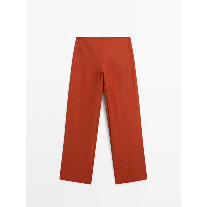 Linen trousers with darts detail цвет: Терракотовый