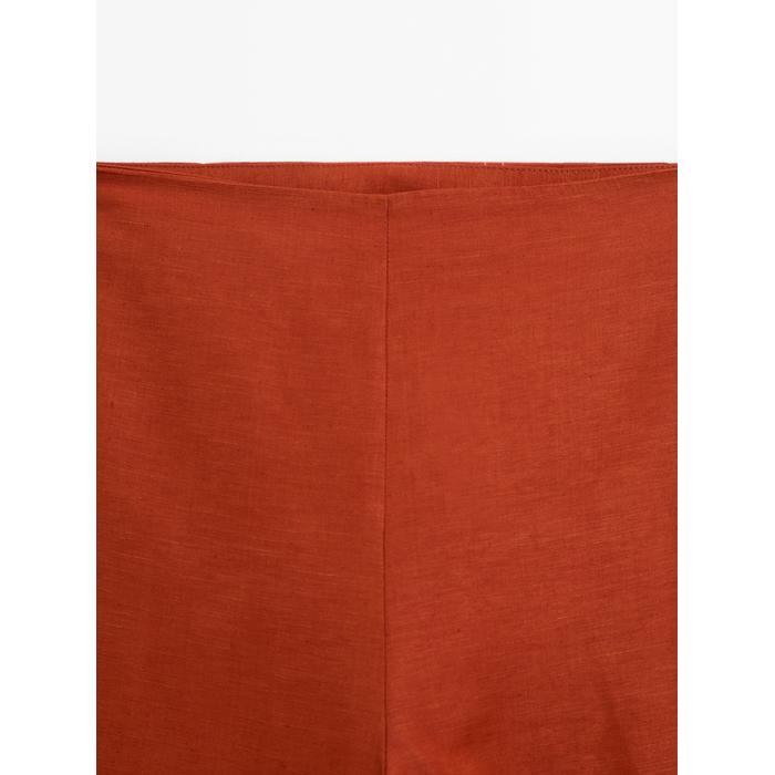 Linen trousers with darts detail цвет: Терракотовый