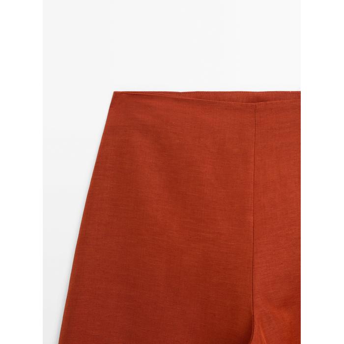 Linen trousers with darts detail цвет: Терракотовый