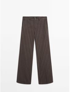 Wide leg low rise striped trousers цвет: Коричневый