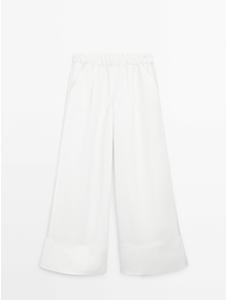 Wide-leg pants with contrast topstitching цвет: Белый