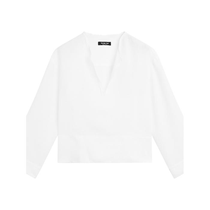 Mao collar open shirt 100% linen цвет: Белый