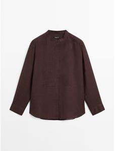 Fluid pintuck shirt with ramie цвет: Гранатовый