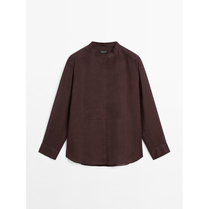 Fluid pintuck shirt with ramie цвет: Гранатовый