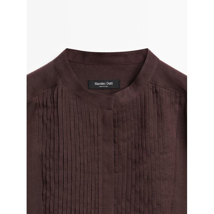 Fluid pintuck shirt with ramie цвет: Гранатовый