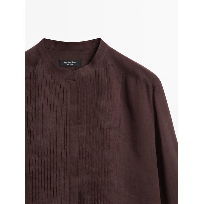 Fluid pintuck shirt with ramie цвет: Гранатовый