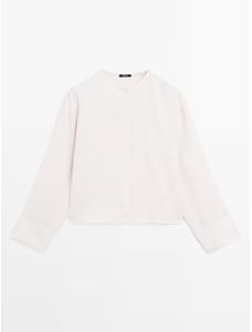 Fluid button-up shirt made 100% linen цвет: Натуральный, кремовый