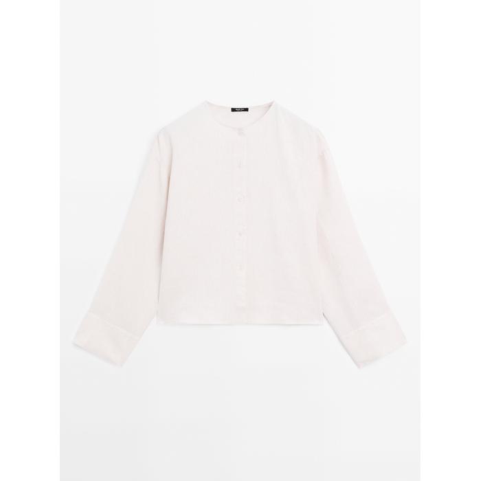 Fluid button-up shirt made 100% linen цвет: Натуральный, кремовый