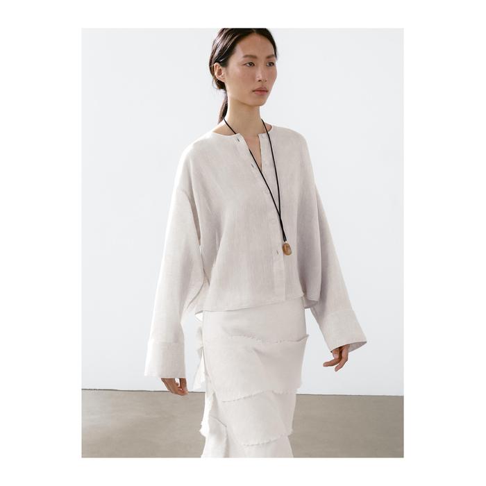 Fluid button-up shirt made 100% linen цвет: Натуральный, кремовый