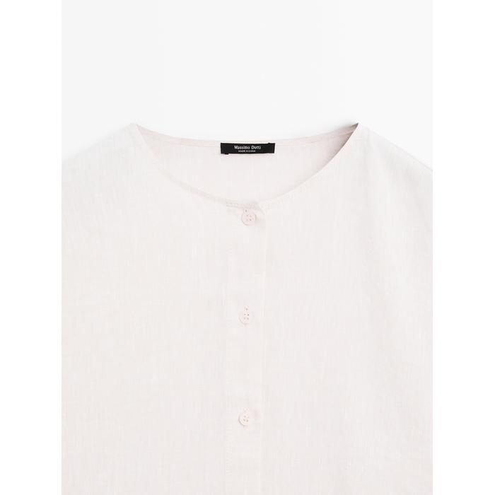 Fluid button-up shirt made 100% linen цвет: Натуральный, кремовый