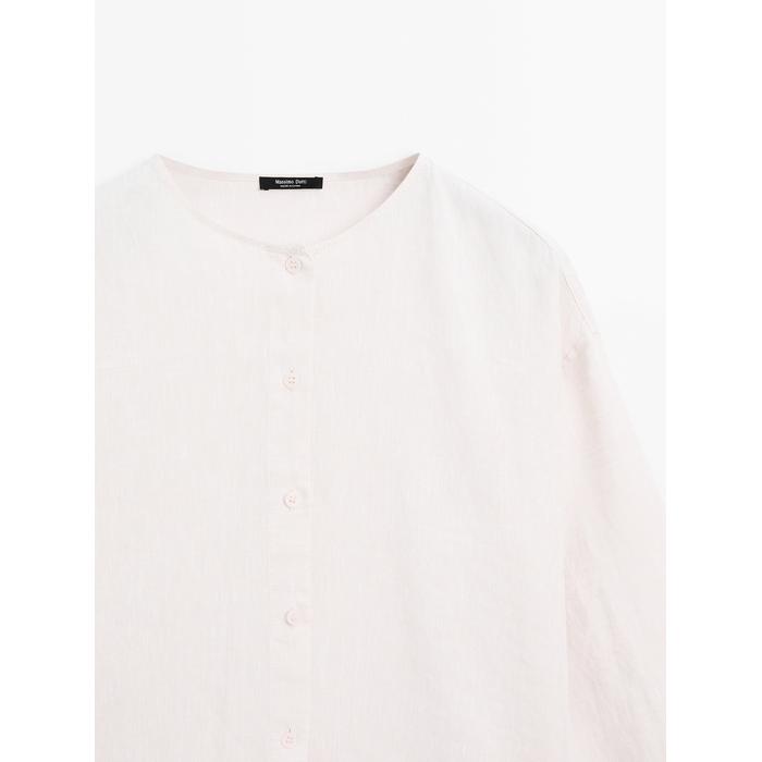 Fluid button-up shirt made 100% linen цвет: Натуральный, кремовый
