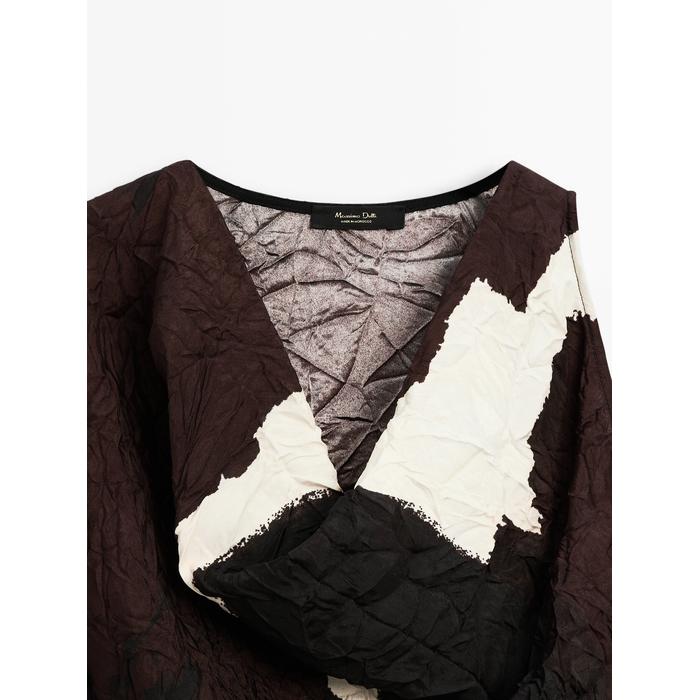 Top colour block knitted detail цвет: Шоколадный