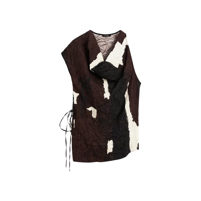 Top colour block knitted detail цвет: Шоколадный