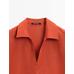Polo neck blouse with linen цвет: Терракотовый