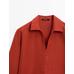 Polo neck blouse with linen цвет: Терракотовый