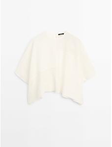 Flowing cape embroidery with linen цвет: Натуральный, кремовый