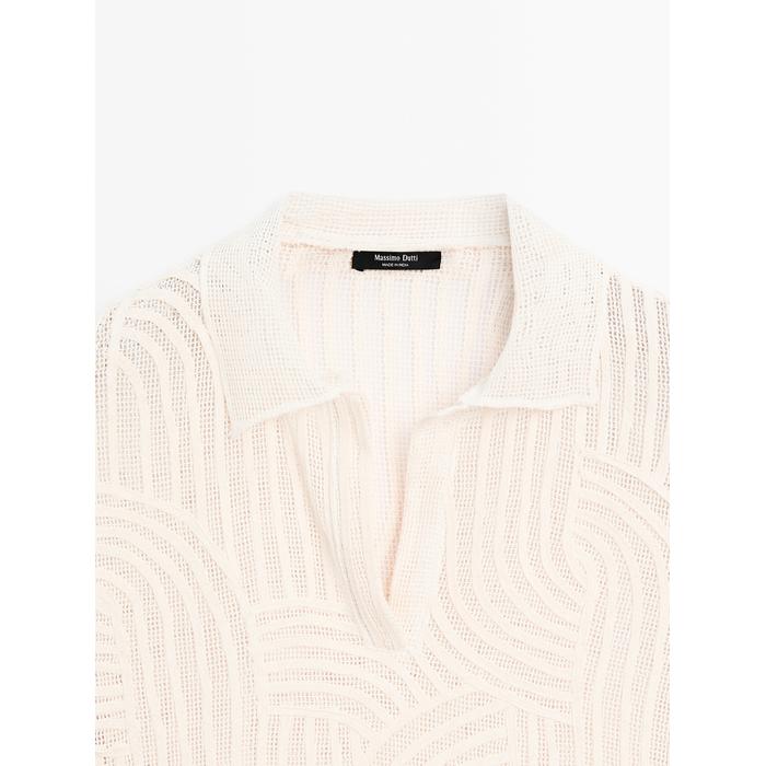 Openwork embroidered polo shirt цвет: Натуральный, кремовый