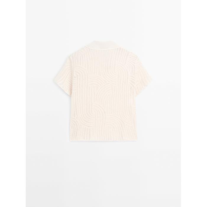 Openwork embroidered polo shirt цвет: Натуральный, кремовый