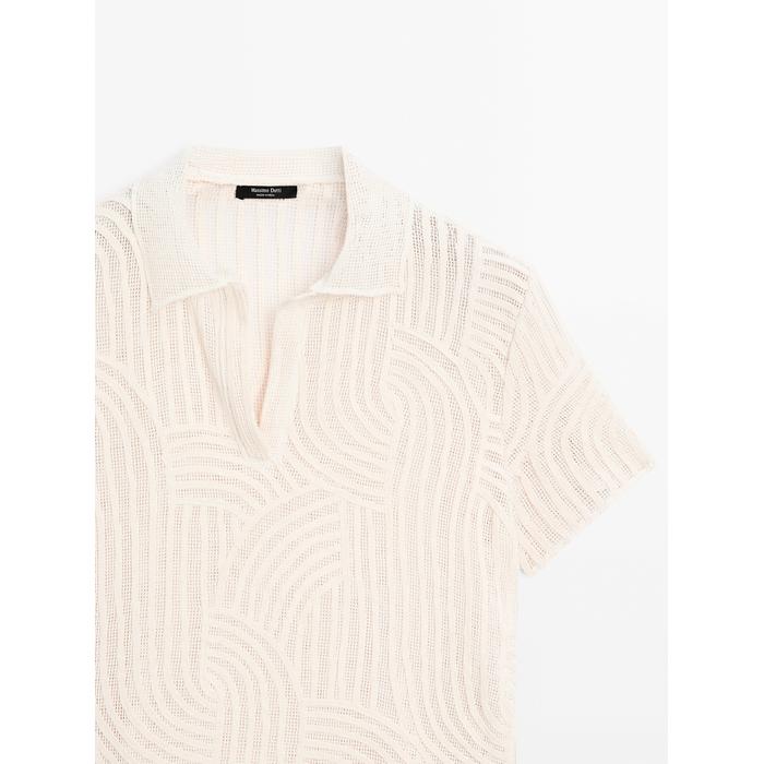 Openwork embroidered polo shirt цвет: Натуральный, кремовый