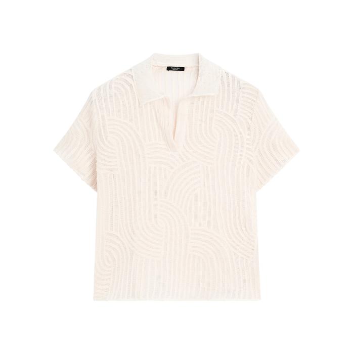 Openwork embroidered polo shirt цвет: Натуральный, кремовый
