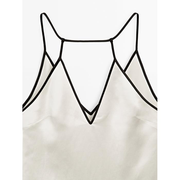 Satin halter top with vivid detail цвет: Натуральный, кремовый