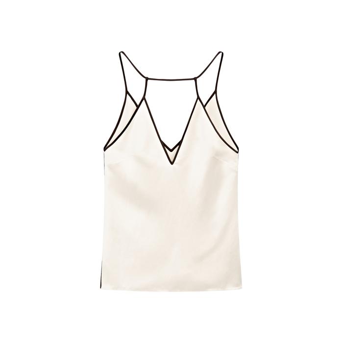 Satin halter top with vivid detail цвет: Натуральный, кремовый