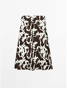 Midi flared skirt animal print цвет: Шоколадный