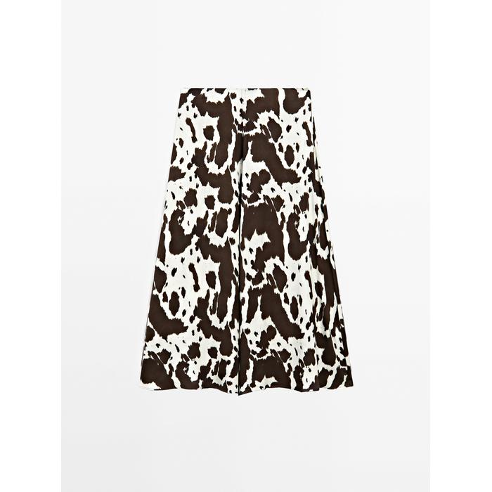 Midi flared skirt animal print цвет: Шоколадный