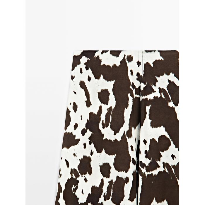 Midi flared skirt animal print цвет: Шоколадный