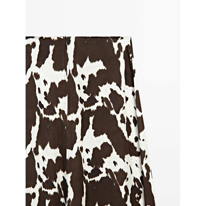 Midi flared skirt animal print цвет: Шоколадный