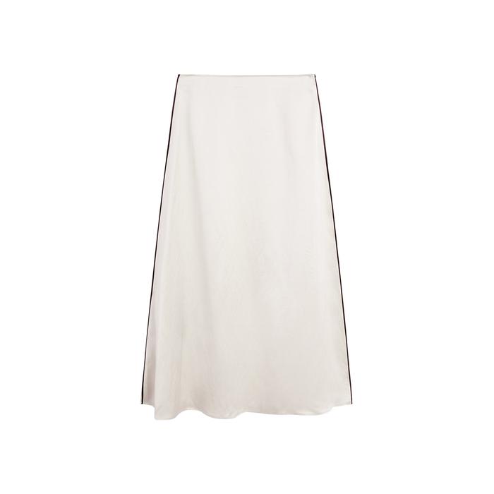 Satin midi skirt with piping detail цвет: Натуральный, кремовый