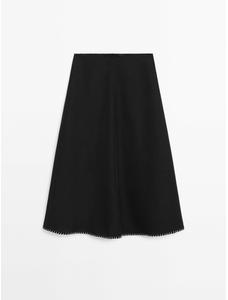Midi skirt bottom stitch detail цвет: Черный