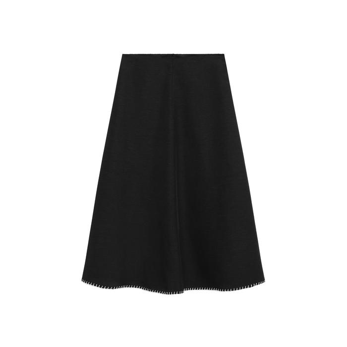 Midi skirt bottom stitch detail цвет: Черный