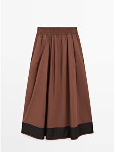 Midi flared skirt with ribbon detail цвет: Шоколадный