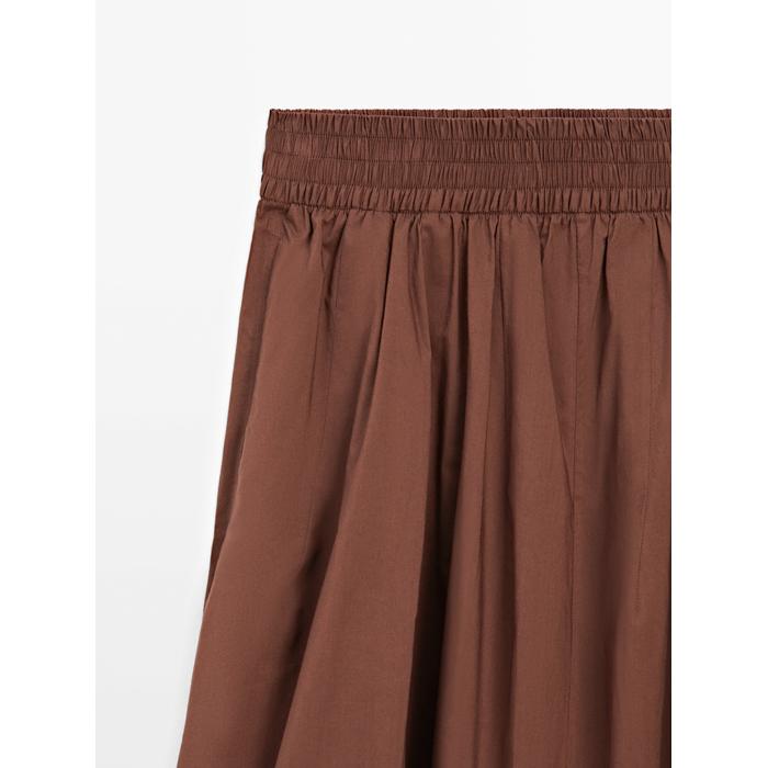 Midi flared skirt with ribbon detail цвет: Шоколадный